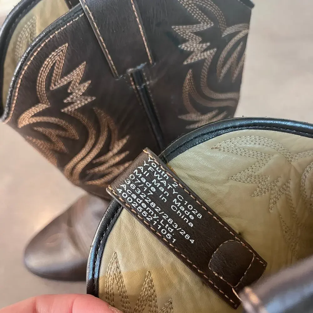 Austin Trading Co Western Brown Cowboy boots Girls size 2 rodeo outdoor shoes